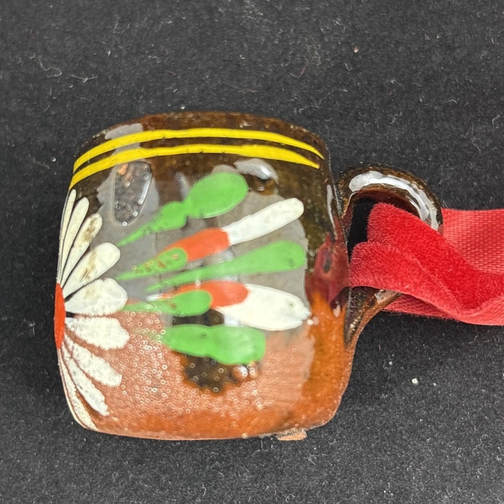 Vintage Coffee Mug Cup Mexican Pottery Christmas Ornament Miniature